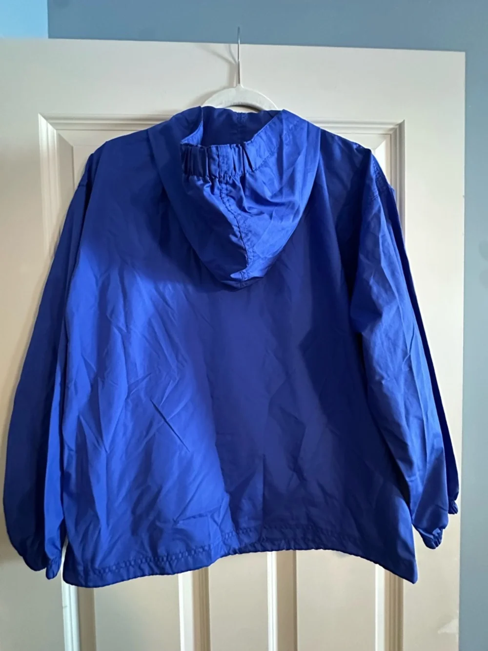 KU Charles River Apparel Royal Blue Hooded Pullover Rain Jacket